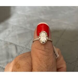LOUILY Sterling  Silver Oval Moissanite Wedding Ring Size 7.5
